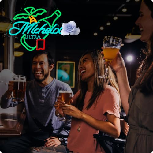 Image of Palm Tree Beer Neon Sign for Wall Decor Beer Bar Neon Sign(15.7x11.9 Inch) | Compatible with smart timing switch, 5V usb power supply Man Cave Pub Store Party Club Gifts