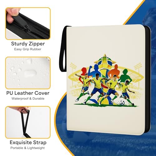 Image of Kabinka 9-Pocket Soccer Card Binder, 2025-2026 Soccer Trading Cards Binder Fits 900 Cards with 50 Removable Double-Sided Sleeves, Waterproof PU Card Albums for Soccer Fans