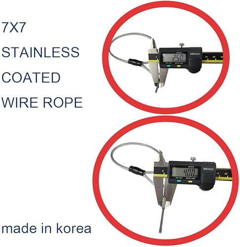 Miniatura 3 de SSACK Cable de seguridad trenzado de acero inoxidable trenzado de 0.157 in, 3.3 pies, 5 pies, 6.6 pies, 9.9 pies, bloqueo de equipaje, cable de