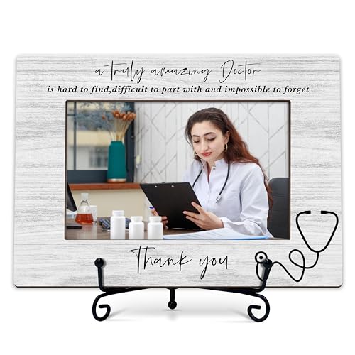 BXVRT Doctor Photo Frame Gifts, Doctor Retirement Graduation Frames, A Truly Amazing Doctor Is Impossible To Forget Wooden Picture Frame With Stand, Thank You Appreciation Gifts For Doctor -12