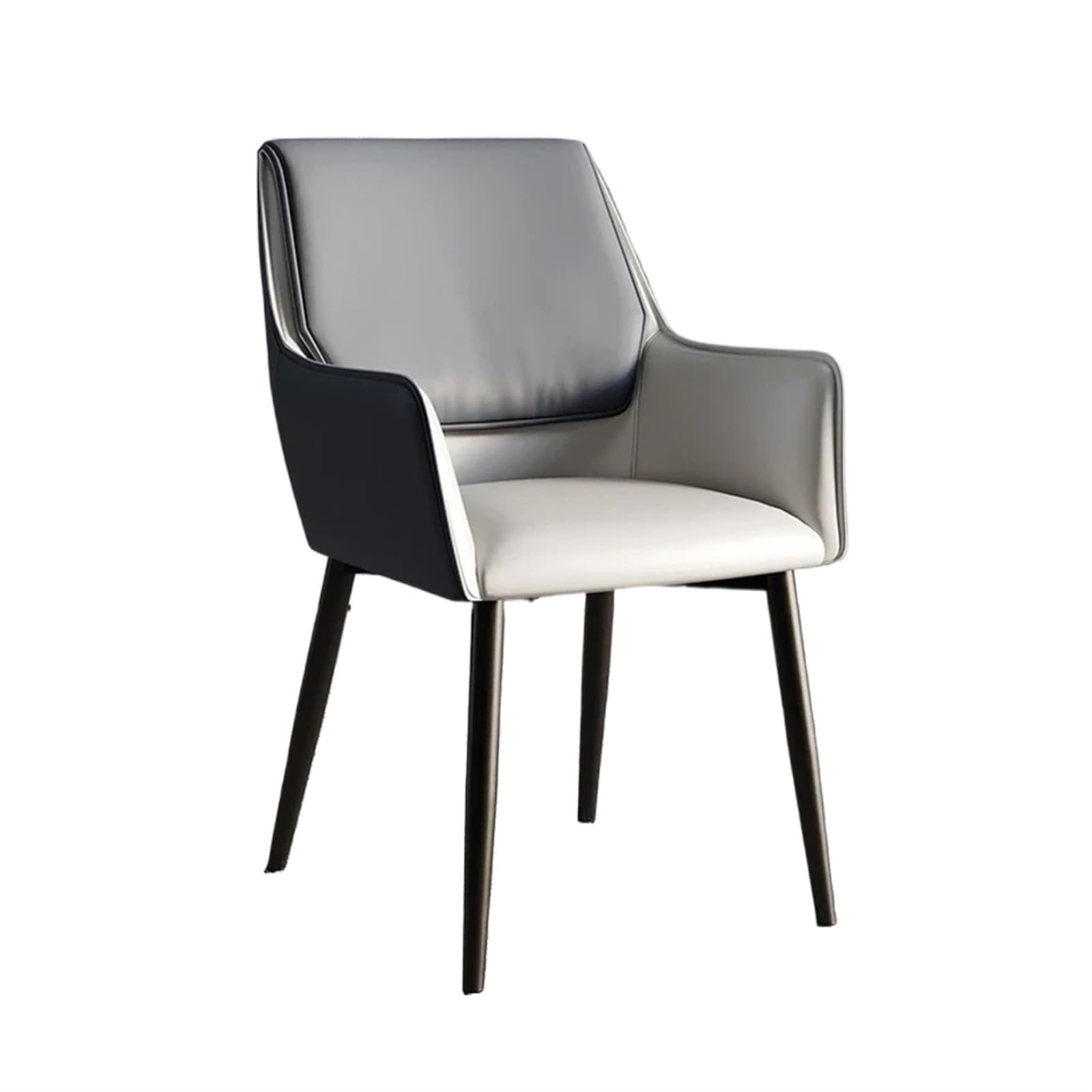 Chaise salle a manger moderne en cuir PU gris foncé de cuisine et réception