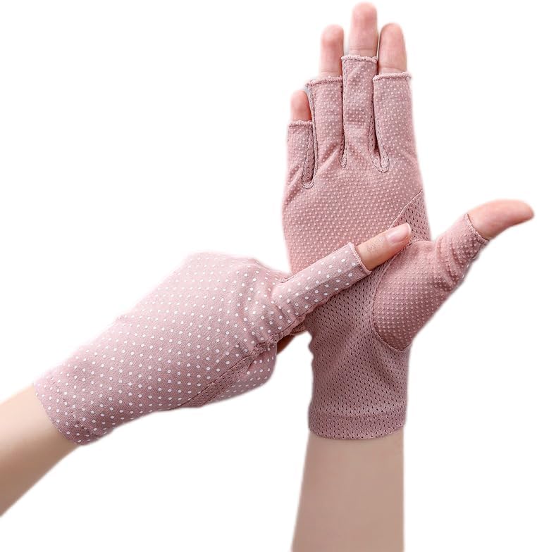 INOGIH Women Sunblock-Fingerless Gloves UV-Sun-Protection Driving Non-Slip Outdoor Gloves for Women Girls