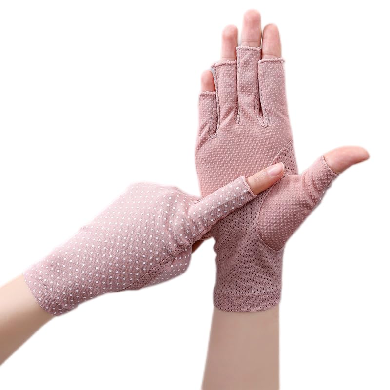 INOGIH Women Sunblock-Fingerless Gloves UV-Sun-Protection Driving Non-Slip Outdoor Gloves for Women Girls