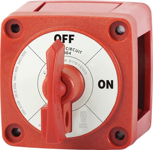 Image of Blue Sea Systems On /Off Battery Isolator Switch With Locking Key, Red, 6004 m‑Series