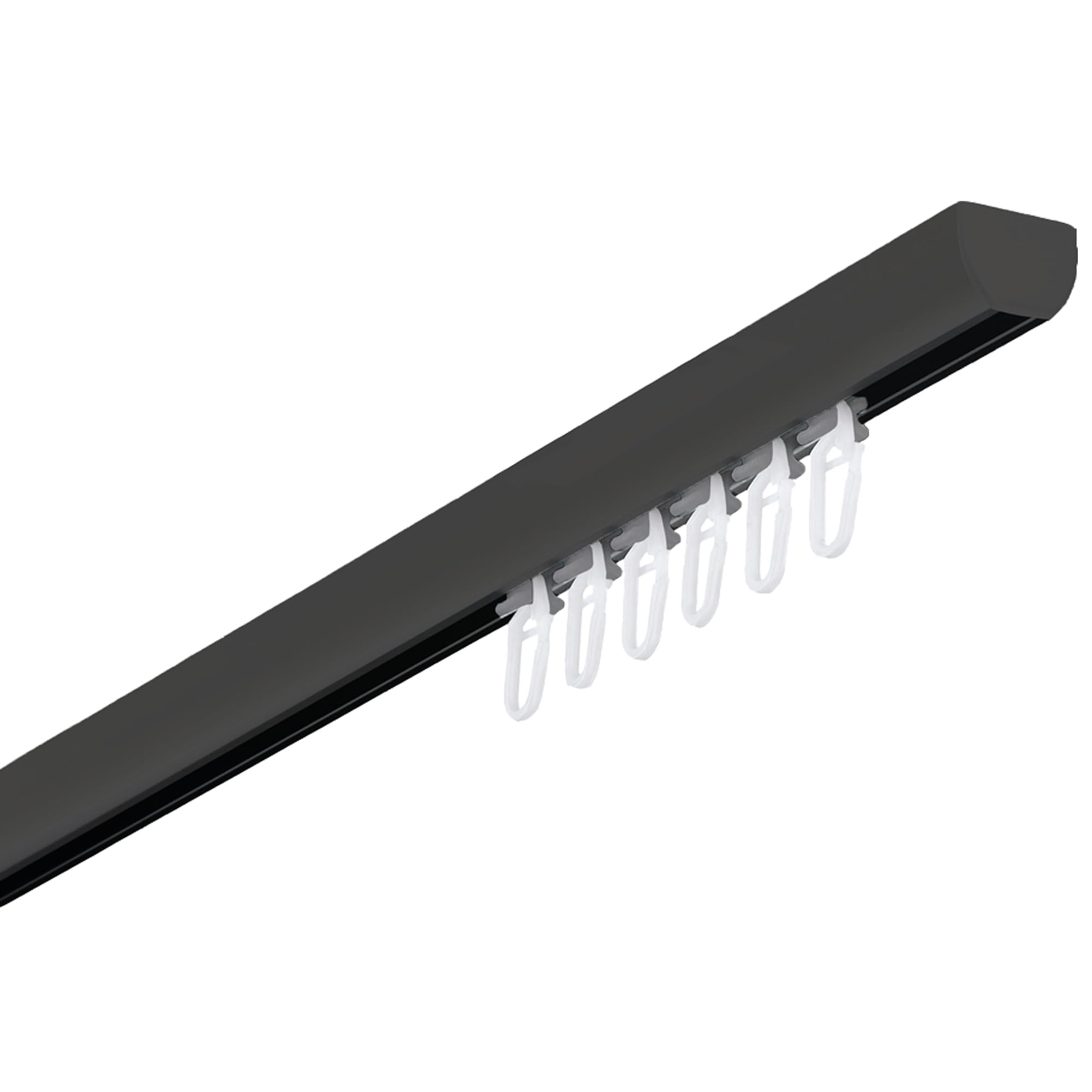 Garesa Gardinenschiene Profil 400, 1-läufig, Schwarz I Aluminiumschiene inkl. Gleiter I Deckenmontage I Halbrunde Vorhangschiene I 120cm