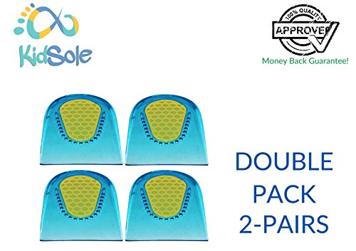 2 Pair - 4 Heel Cups - KidSole Shock Absorbing Lightweight Gel Heel