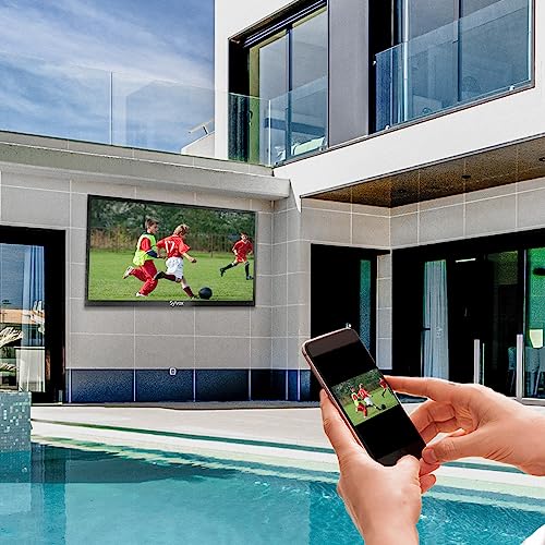 SYLVOX 65 Zoll Outdoor TV mit 4K UHD, 2000nit Helligkeit, IP55 Wasserdicht, Voice Assistabt, Draußen Smart Android Ferseher,Bildschirmspiegelung Sun Readable - Pool Pro – Bild 5