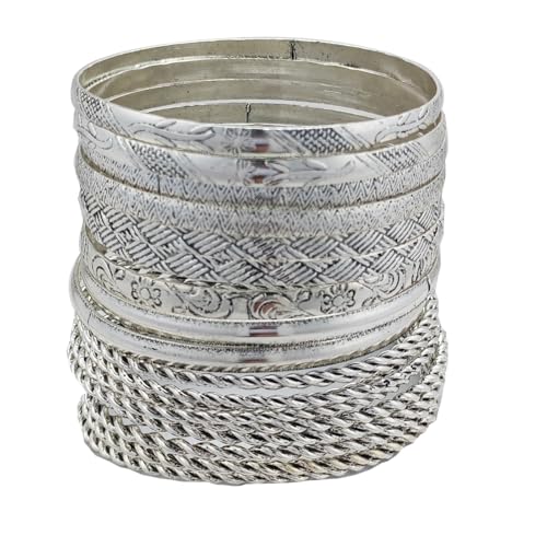 FUNOJOY Boho Bangle Bracelets for Women Multi Layer Stackable Textured Bracelets Boho Jewelrys Set for Women - 10~20Pcs