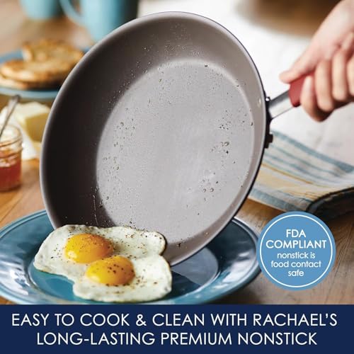 Image of Rachael Ray Cucina Nonstick Cookware, Cranberry Red Pots and Pans Set, 12-Piece