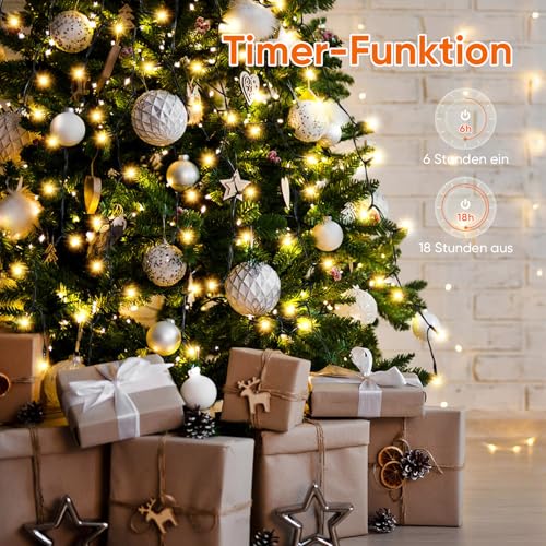 SALCAR 3m Christbaumbeleuchtung mit Ring und 10 Girlanden, 350er LED Weihnachtsbaum Lichterkette Überwurf Wasserdicht für 120cm bis 350cm Tannenbaum, Warmweiß