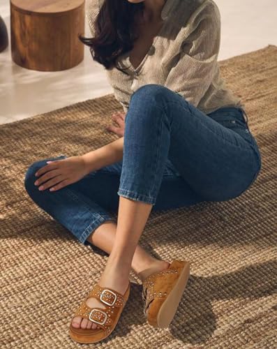 Image of Raffia Sandals for Women Platform Slide Sandals Espadrille Adjustable Double Buckle Summer Comfortable Cute Woven Casual Beach Shoes
