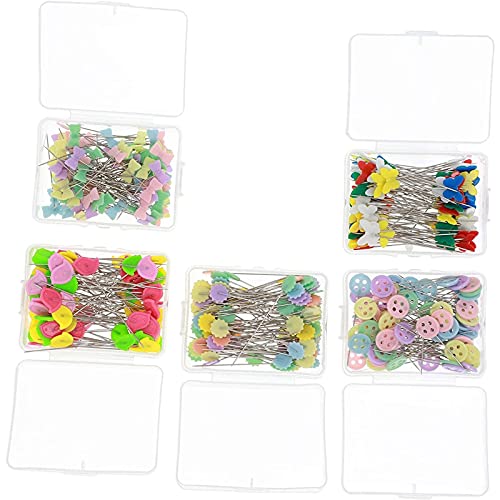 image for Juvale Sewing Pins, Flat Head Pins (5 Designs, 475 Pieces), Multicolor