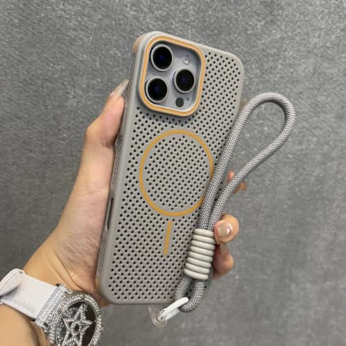 Étui magnétique respirant iPhone 16 Pro housse antichoc grise antichaleur
