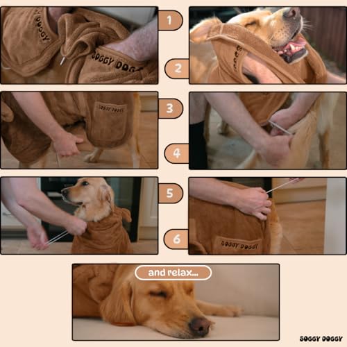 SOGGYDOGGY® UK: Luxuriöser Hunde-Trocknungsmantel, super saugfähiger Mikrofaser-Hunde-Bademantel mit Kapuze, schnell trocknend in Minuten, dicker & weicher Bademantel - Bad, Pflege & Reise, bedeckt