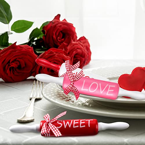 Valentines Tiered Tray Decor 5 Pieces Valentines Day Mini Rolling Pins Farmhouse Mini Rolling Pins Farmhouse Kitchen Wood Rolling Pins For Valentine's Day Decorations Bake Cookies #TOP5