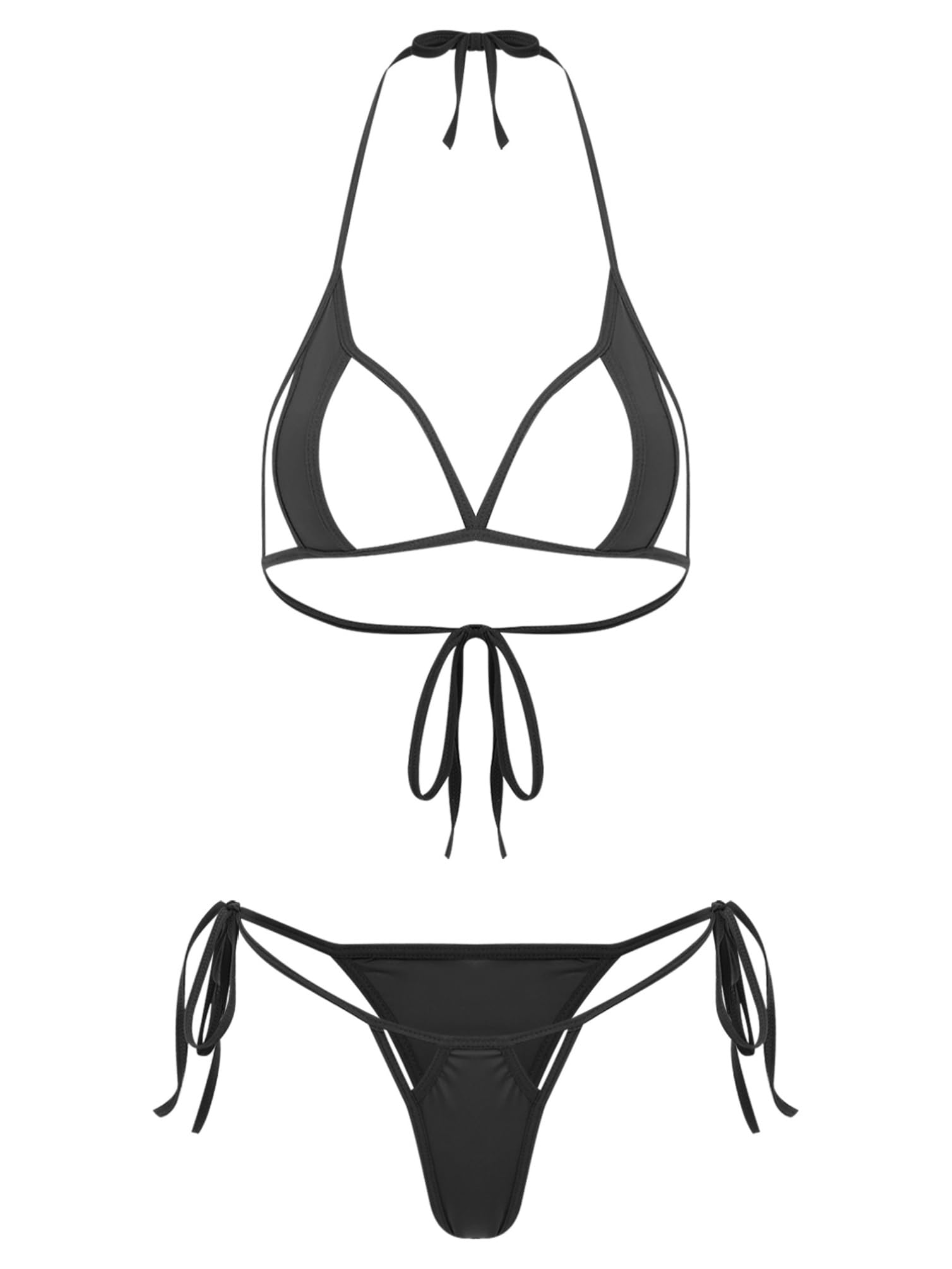 Women Trendy Bikini Set Two Piece Swimwear Bathing Suit Swimsuit Triangle Halter Top with Briefs