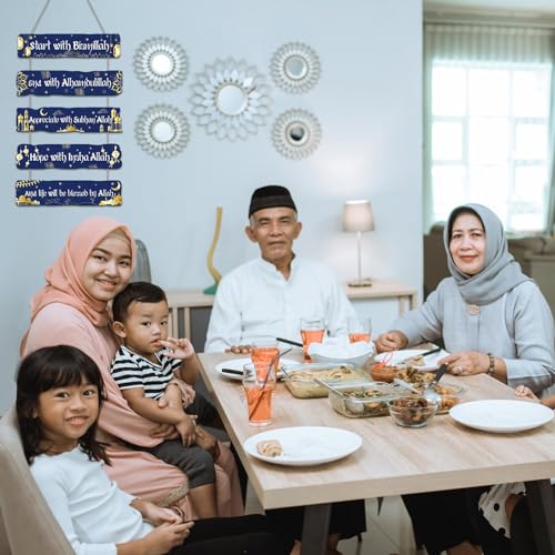 Adornos Eid Ramadán Mubarak de madera y pedimento islámico de Alá 4