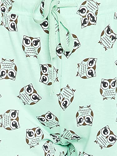 Image of Clovia Women's Cotton Owl Print Pyjama - Green