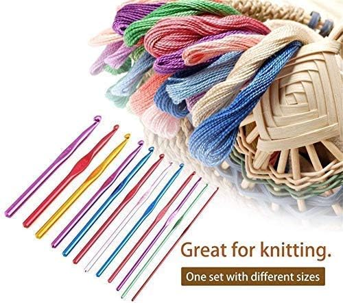 Image of VIRADHAM 22-Piece Mixed Aluminum & Steel Crochet Hooks Set - Ergonomic Handles, Knitting & Weaving Needles for Yarn, Crafting Tools with Zipper Case (22 Pcs Multicolor)