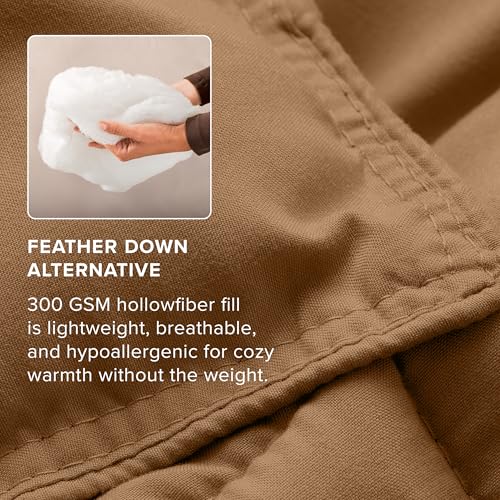 Image of Bare Home Comforter Set - Queen Size - Ultra-Soft - Goose Down Alternative - Premium 1800 Series - All Season Warmth (Queen, Caramel)