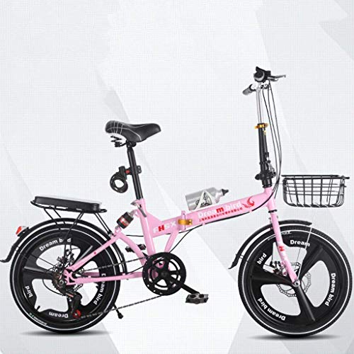 L.BAN Vouwfiets rem vouwfiets dames fiets 6-speed 20 inch wielen stadsfiets (kleur: rood, maat: 150 x 30 x 100 cm) - Afbeelding 7