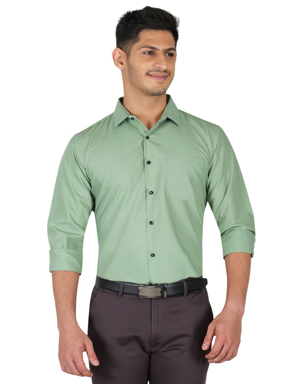 Men's Slim Fit Solid Formal Shirt | Full Sleeves, Spread Collar | Premium Polyester Cotton Blend | Classic Business & Office Wear-image-14