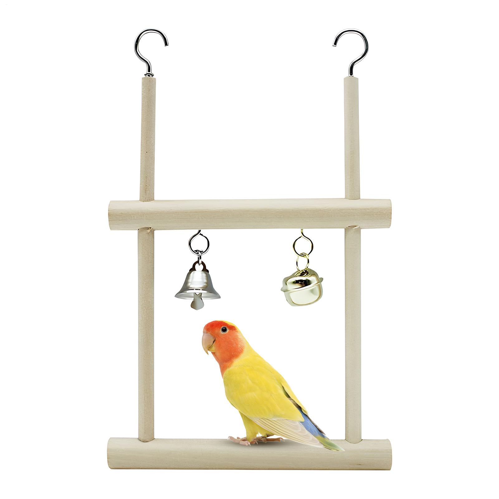 Bird Swing for Cage Wooden Cage Perch with Bell