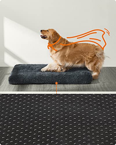 Feandrea Hundebett, Hundekissen, Flauschige Hundematte, Langer Plüsch, 122 x 74 cm, weiche Polsterung, waschbar, multifunktional, dunkelgrau PGW204G02