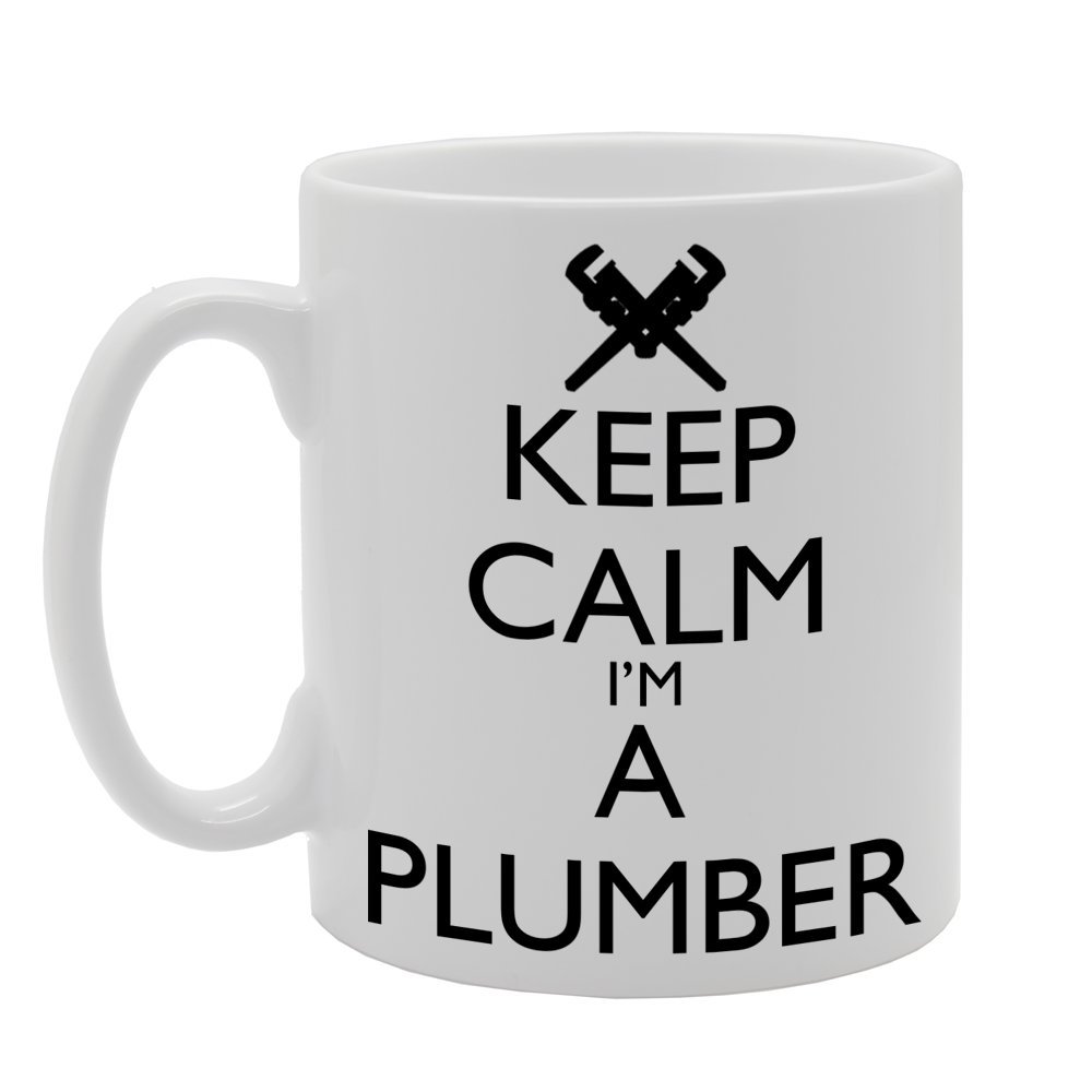 Coralgraph Inc Men's White Mg447 Keep Calm I'm A Plumber Novelty Gift Printed Tea Coffee Ceramic Mug