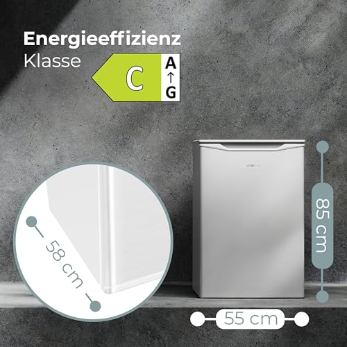 Clatronic® Gefrierschrank klein | Energieklasse C | 85cm | Tiefkühlschrank | leise 40dB | 3 Schubladen | Türanschlag wechselbar | bis zu -18°C | 87L Freezer | kleiner Gefrierschrank GS 102 weiß