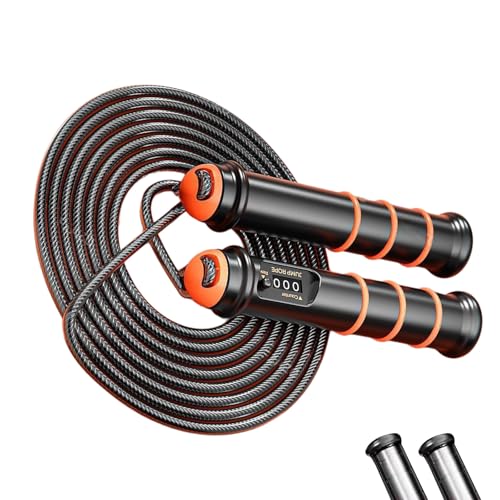 Cuerda de saltar cuerda de saltar colorida cuerda de alambre de acero o inalámbrica con bolas pesadas para hombres, mujeres y niños, entrenamiento contable