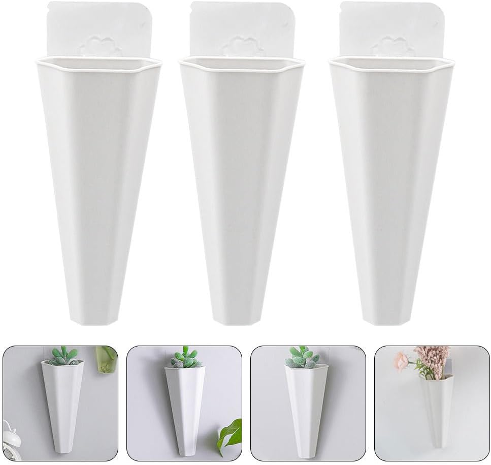 Yardwe Hanging Flower Pot 9Pcs Set White Plastic Wall Planters for Indoor and Outdoor Garden Decor Hydroponic and Trailing Compatible