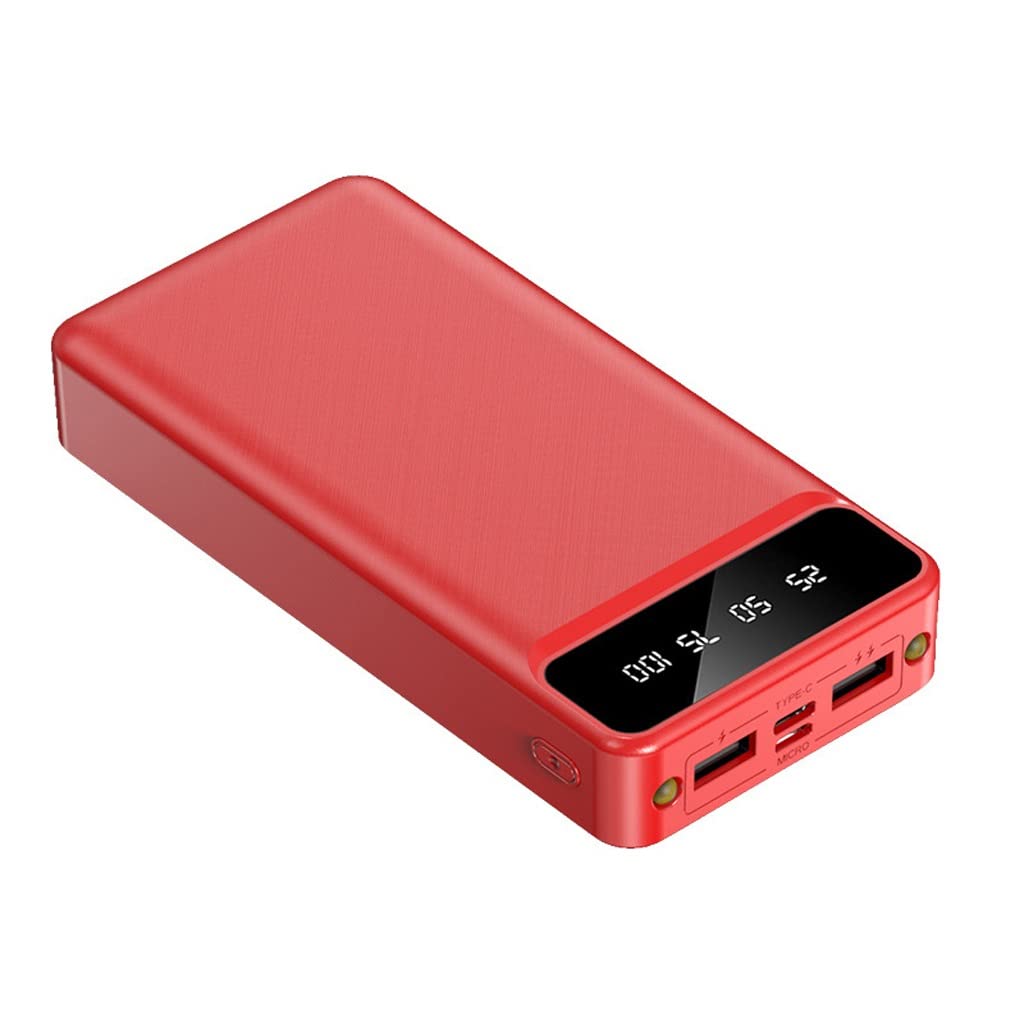 Power Bank o dużej pojemności 20000 mAh Cyfrowy bank mocy telefonu komórkowego (Color : Red, Size : 20000mAh)