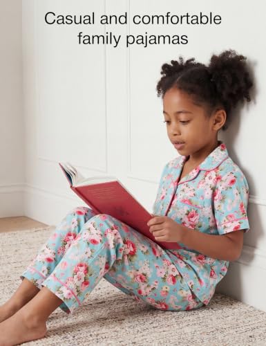 Image of Bamboo Viscose Girls' Sleepwear Short Sleeve Button Down 2-Piece Girls' Pajama Sets