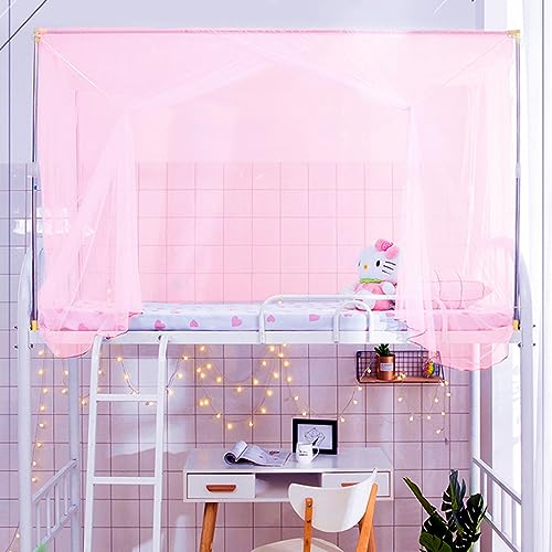 Miniatura 3 de Eimilaly Cortinas De Cama De 8 Esquinas Para Decoración De Cama De Niños Y Niñas, Dosel De Cama Para Dormitorio, Cama Loft, Cama De 1-1.8m O Camping Al Aire Libre, 1.8m Puerta Simple Pink