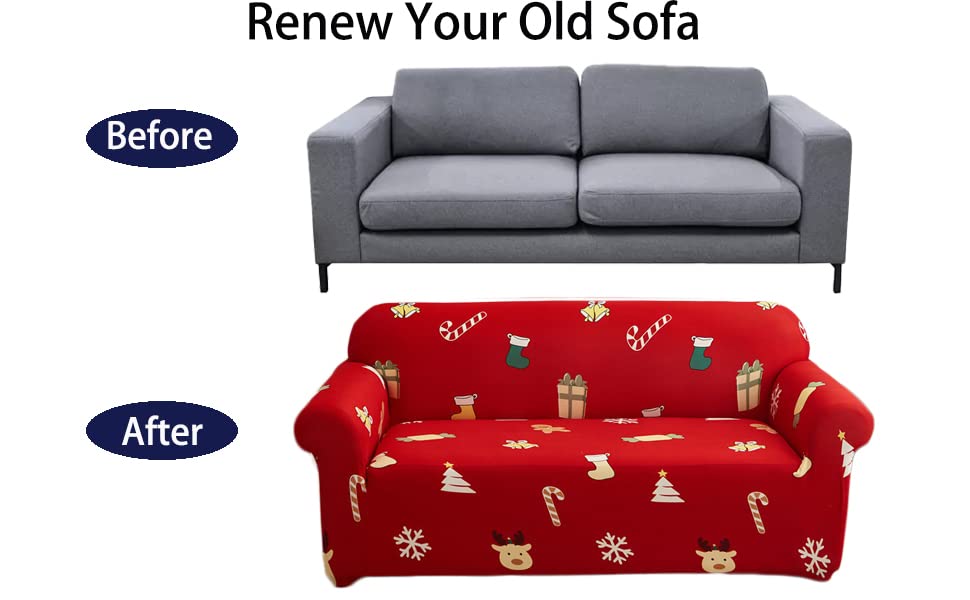 Verve Jelly Sofa Covers Stretch Fabric Settee Cover Furniture Protector for Sofa,3 Seater Sofa Slipcover Polyester Spandex for Living Room,Christmas Xmas Decor(3 Sofa Covers,185-230cm) - Image 4