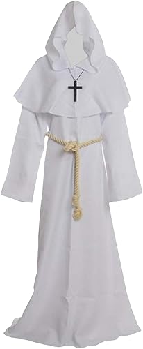 GOLDSTITCH - Disfraz de monje renacentista con capucha, fraile, disfraz medieval para hacer cosplay