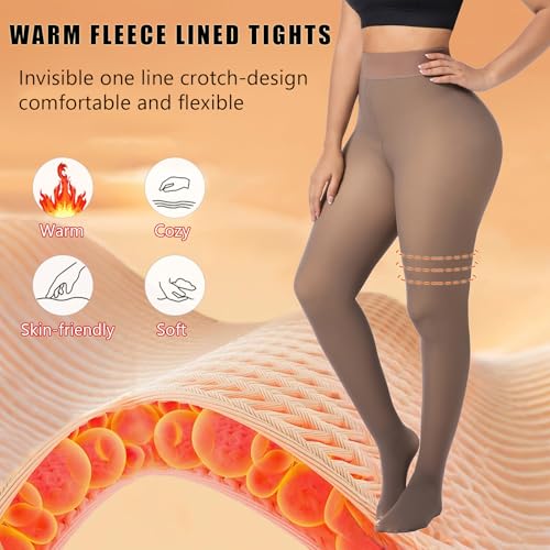 Image of Blostirno Women's Fleece Lined Tights Thermal Pantyhose Leggings Opaque Winter Warm Thick Stockings Tights