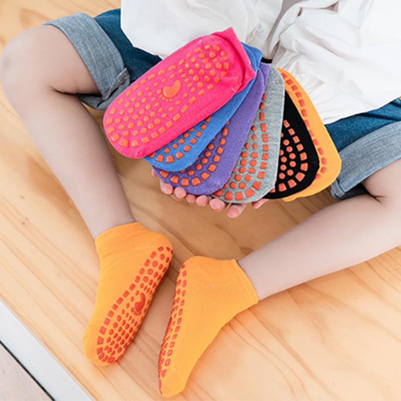 6 Pcs Non-Slip Family Trampoline Socks, Elastic Grip Socks, Breathable, For Outdoor Play2