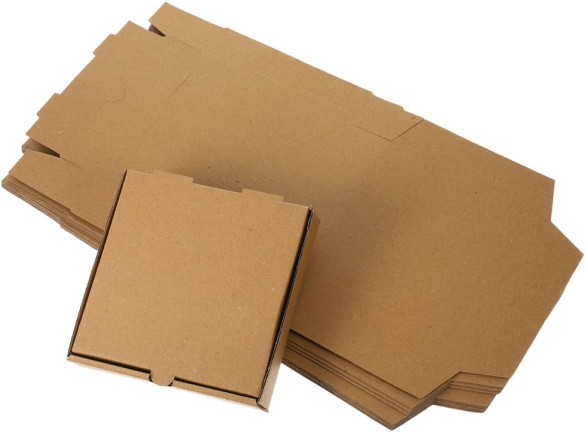 20pcs Square Kraft Corrugated Cardboard Pizza Boxes 6 Inch 16x16x4cm Takeout Containers for Pizza Cookies Bakery Food Service