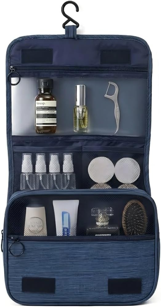 Beauty case Donna, Beauty case da viaggio, Borsa cosmetica da Toilette, Borsa cosmetica impermeabile e portatile (Navy Blue)
