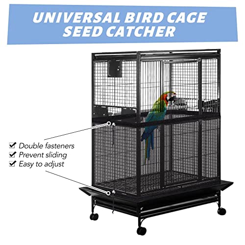 Image of Bird Cage Netting Seed Catcher - Adjustable Bird Cage Skirt Seed Catcher, Large Soft Breathable Mesh Bird Seed Catcher for Indoor Round Square Cage, Nylon, Black, 1