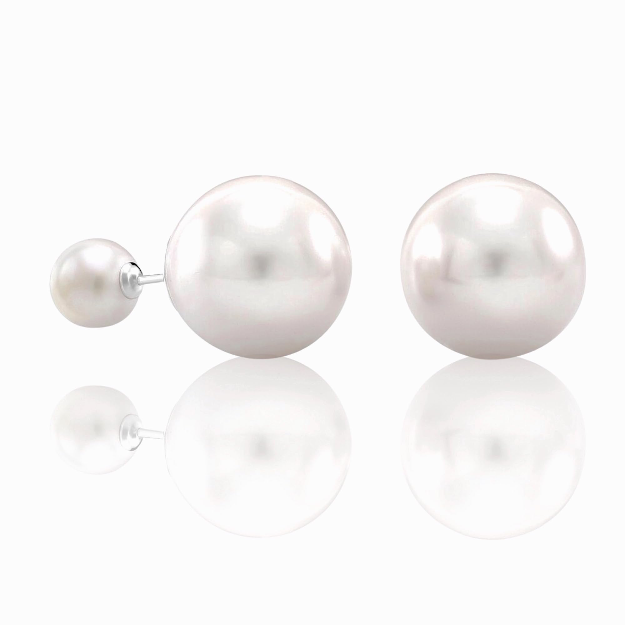 Salve ‘Divine’ 2 Way Brilliant Lustre Pearl Stud Earrings | Double Sided Faux Pearl Ball Studs | Latest Stylish Gifts for Women and Girls (Natural) (B0CB412Z83) Amazon Price History, Amazon Price Tracker