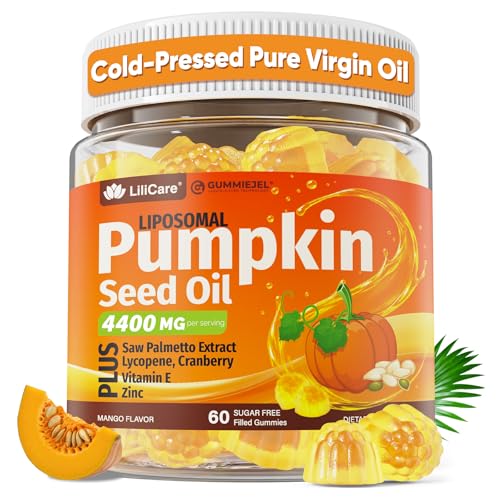 Pumpkin Seed Oil Gummies 4400mg with Saw Palmetto GLP-1 Friendly Cranberry Lycopene Vitamin E Zinc Cold Pressed Pure Virgin Pumpkin Seed Oil with Essential Fatty Acid for Women & Men 60 Count