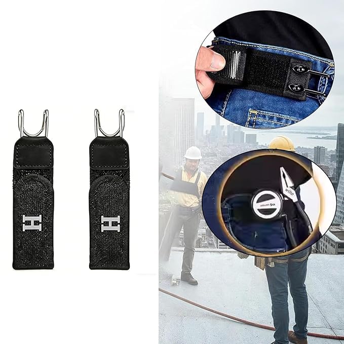 Image of Buckleless Belt for Men, Metal Hook Elastic Belt with Quick Adjustment, Ideal for Hiking and Outdoor Activities, Travel Friendly Compact Design, Set of Two Black Belts Measuring 10 cm by 3.81 cm