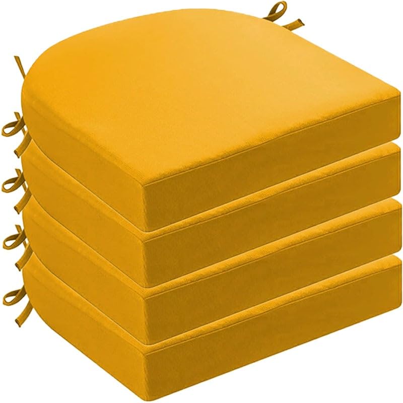DOGACA Outdoor Chair Cushions Set of 2 4 6, Waterproof U-Shaped Seat Cushion with Ties & Zipper, Removable Washable Patio Chair Pads for Garden, Patio, Camp(18,4pcs:47 * 40 * 5cm)