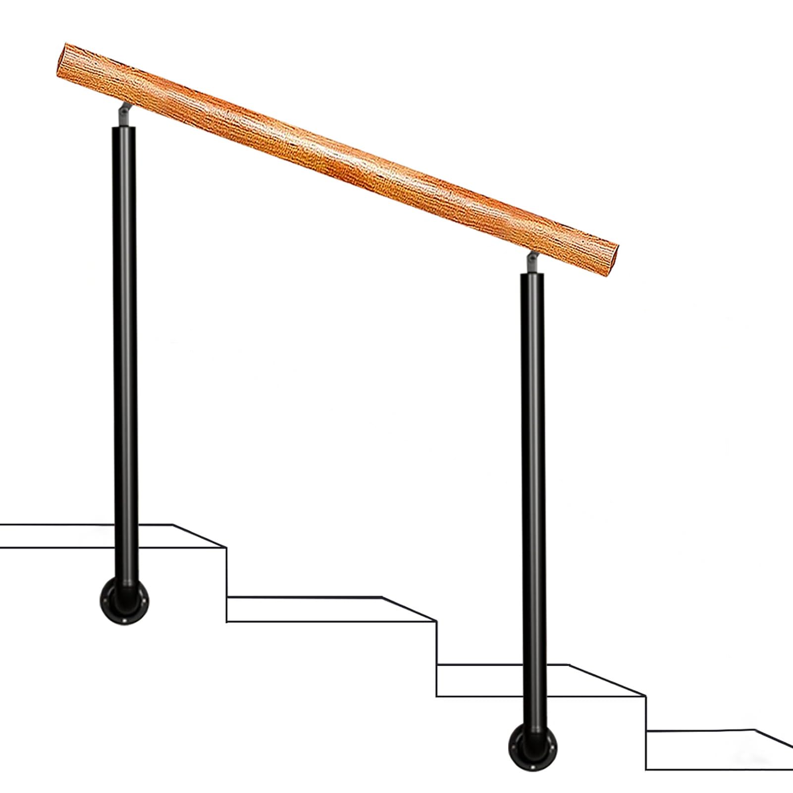 Rampe d'escalier 3-4 marches extérieure réglable en métal forgé noir hauteur 85 cm