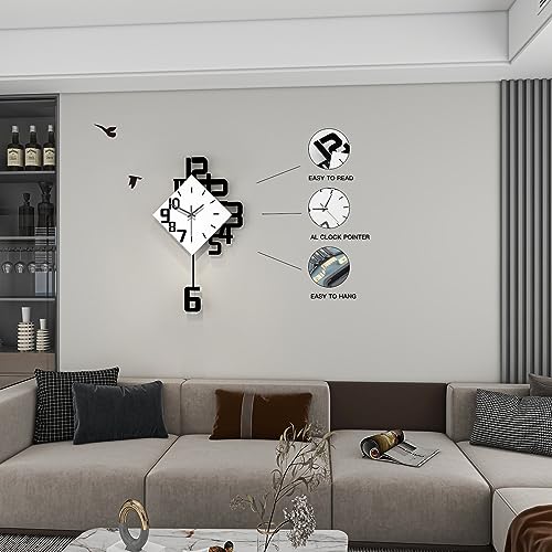 Horloge murale moderne en bois noir pour décoration de salon - 5
