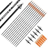 BOWSOUL 30inch Hunting Carbon Archery Arrows with 2.75” High Hardness Vanes Spine 400 for Compound B