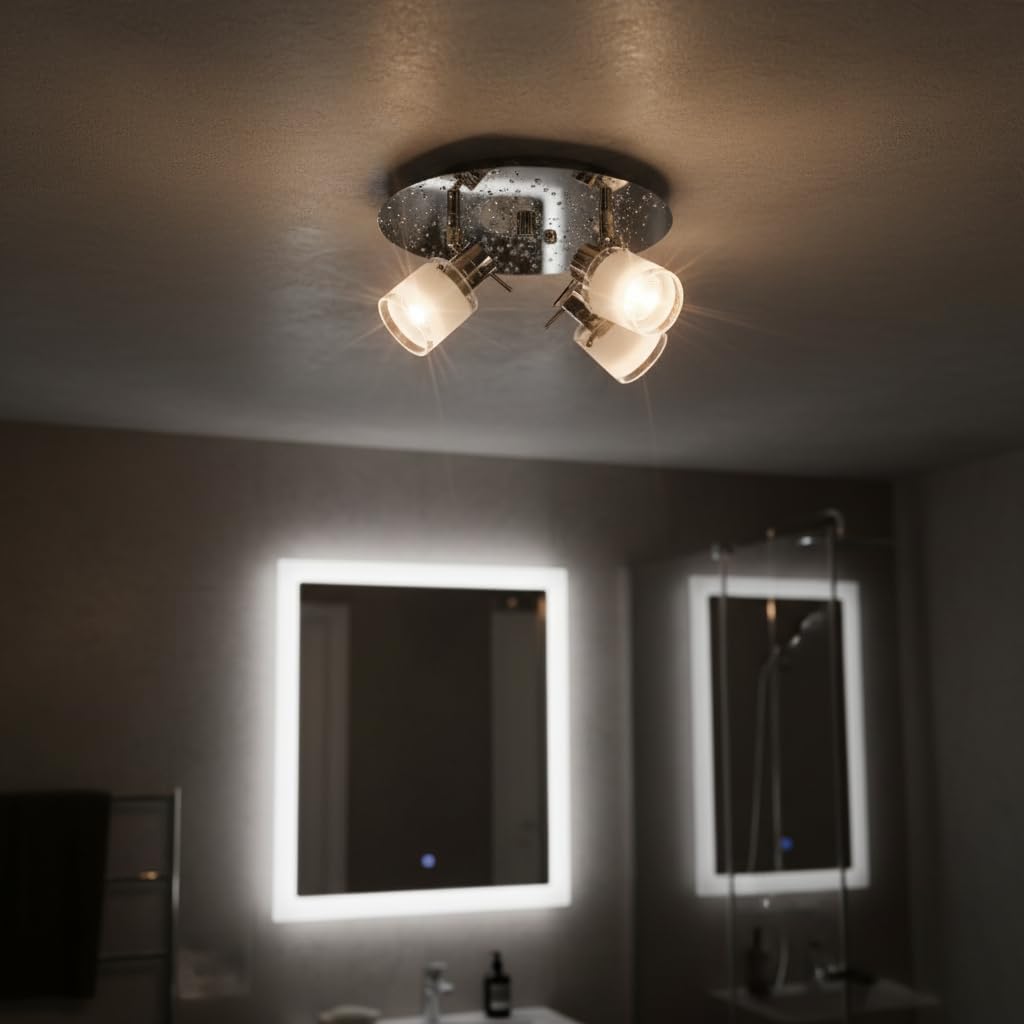 Trango 3-flammig 1006R-SD Badleuchte IP44 in Chrom Rondell *RONNY* inkl. 3x 5 Watt 3-Stufen dimmbar 3000K warmweiß GU10 LED Leuchtmittel Bad Deckenleuchte -Deckenstrahler schwenkbar & drehbar Spots